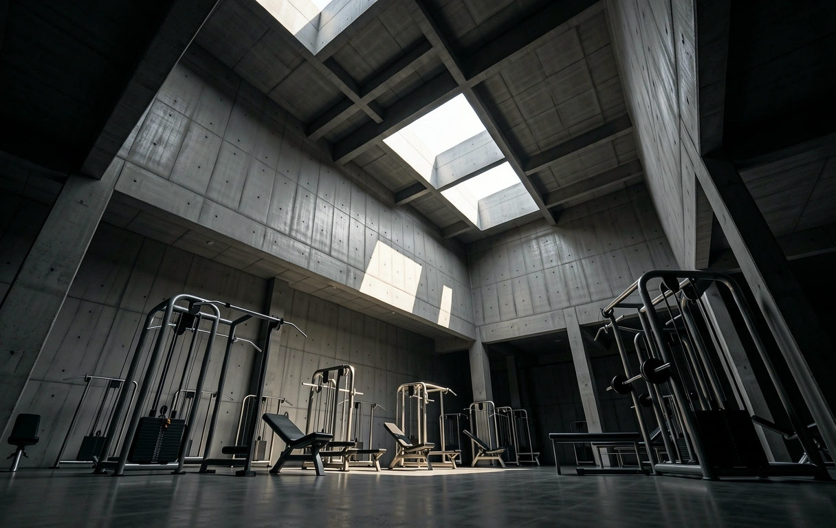 Brutalist gym environment